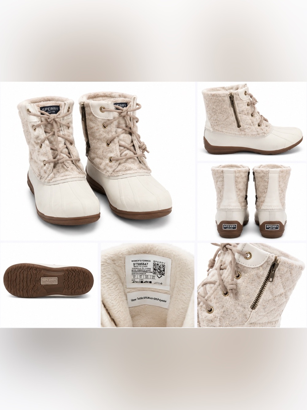 Sperry Syren Gulf Wool Quilt boots 8.5